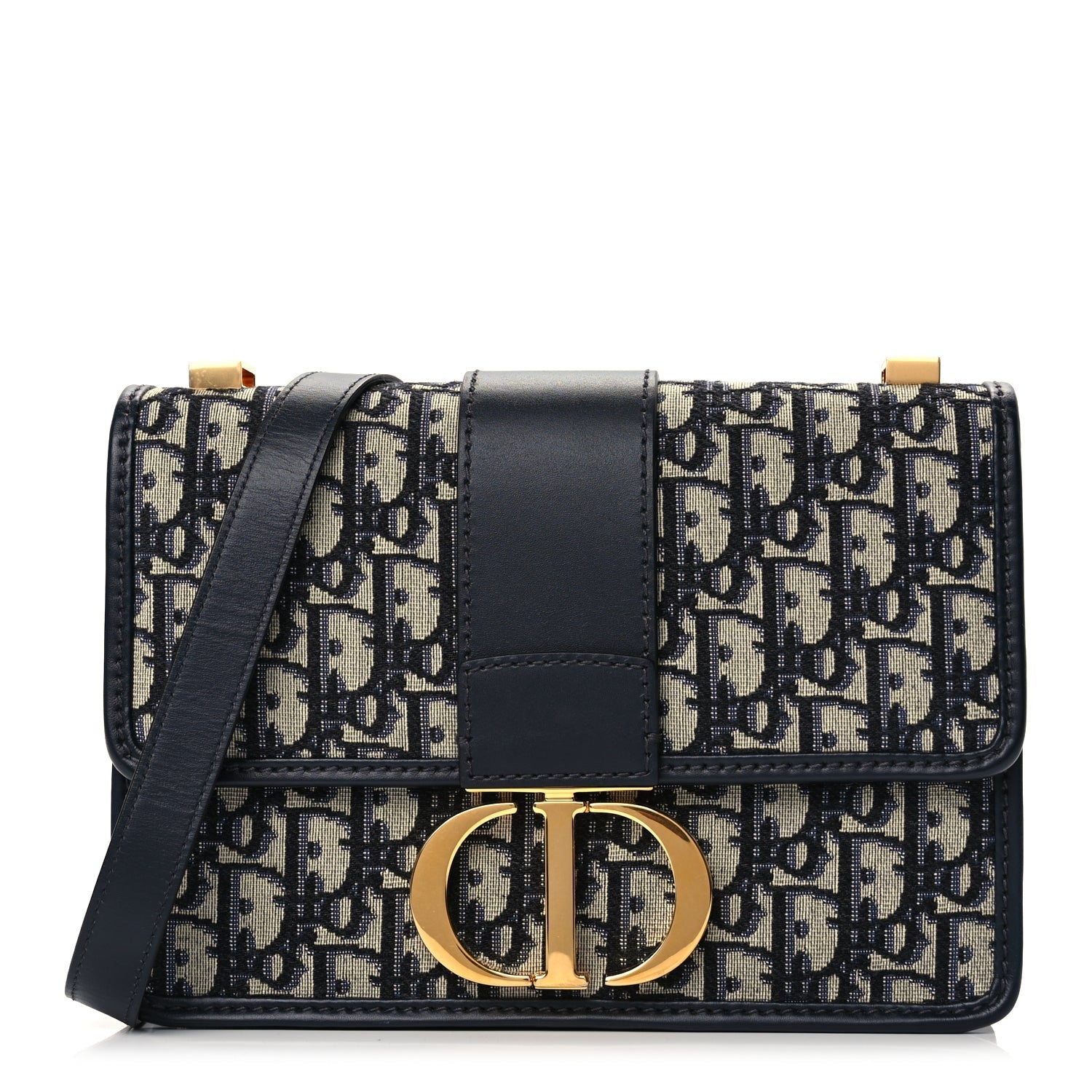 Dior Handbag Christian Oblique 30 Montaigne Bag Canvas Blue Flap Shoulder Bag