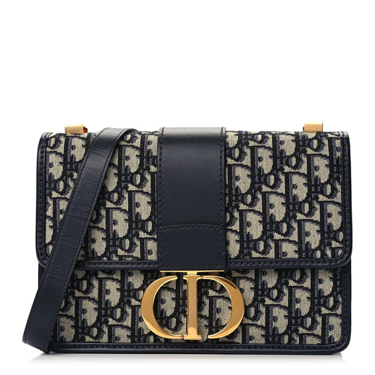 Dior Handbag Christian Oblique 30 Montaigne Bag Canvas Blue Flap Shoulder Bag