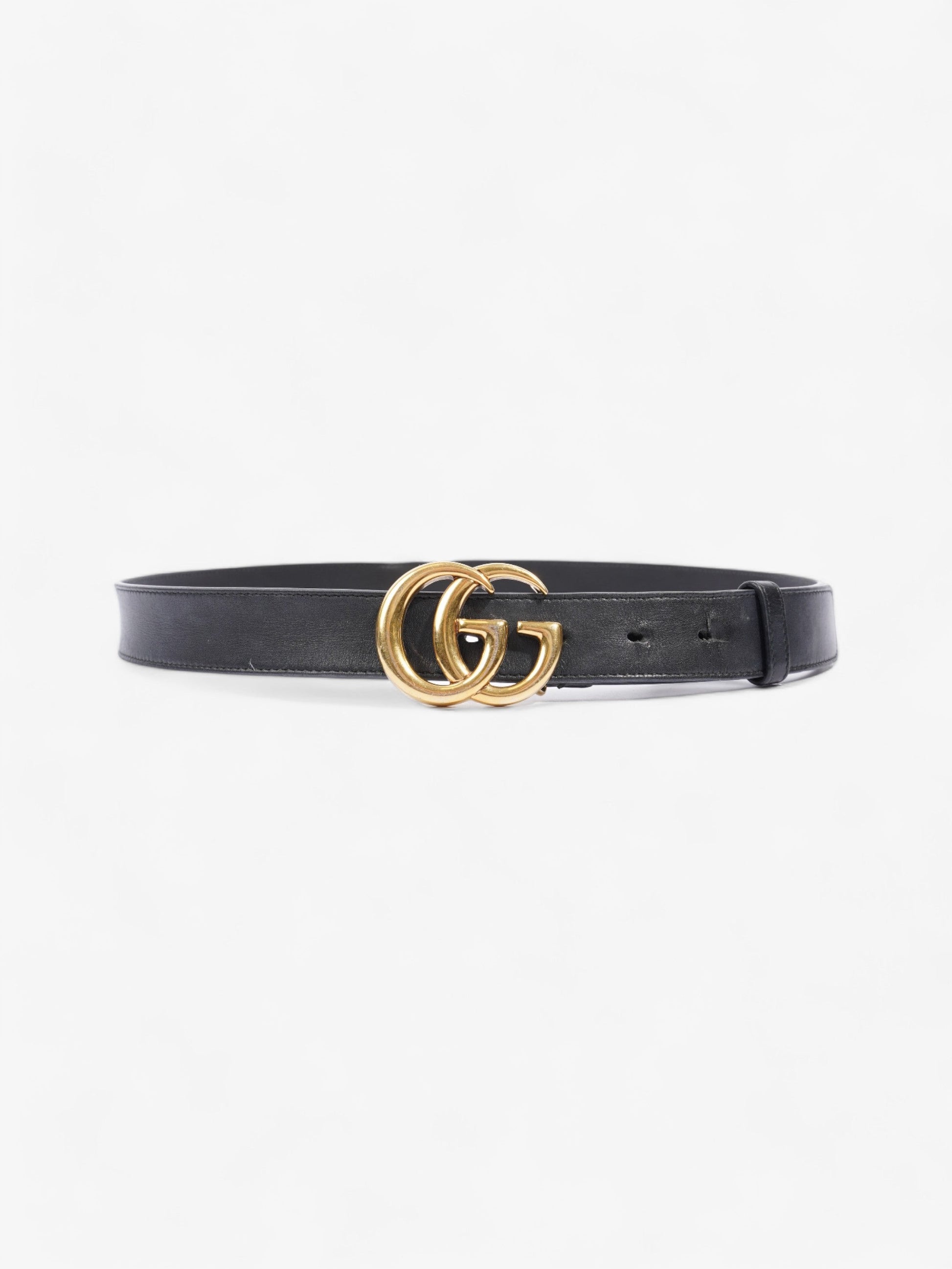 Gucci Marmont Belt Handbag Leather Black Accessory 90Cm 36