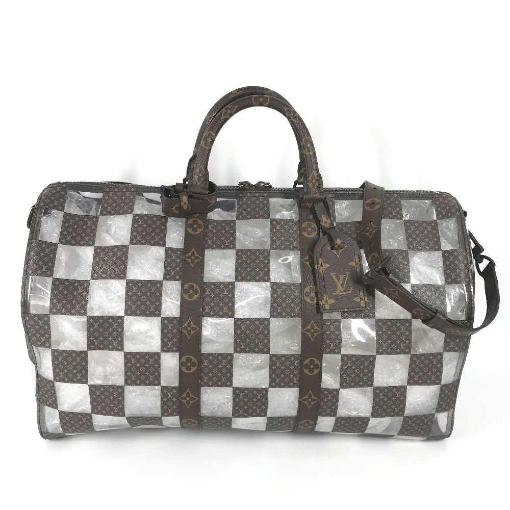 Louis Vuitton Boston Duffel M20864 Plastics chess Monogram Canvas Brown Travel Bag