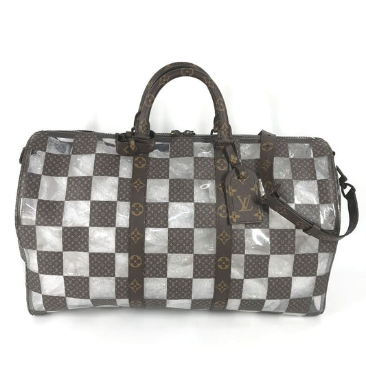 Louis Vuitton Boston Duffel M20864 Plastics chess Monogram Canvas Brown Travel Bag