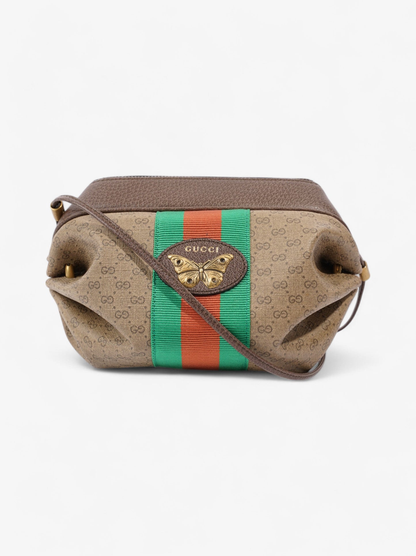 Gucci Web Butterfly New Candy Supreme Coated Mini Canvas Red Crossbody Bag