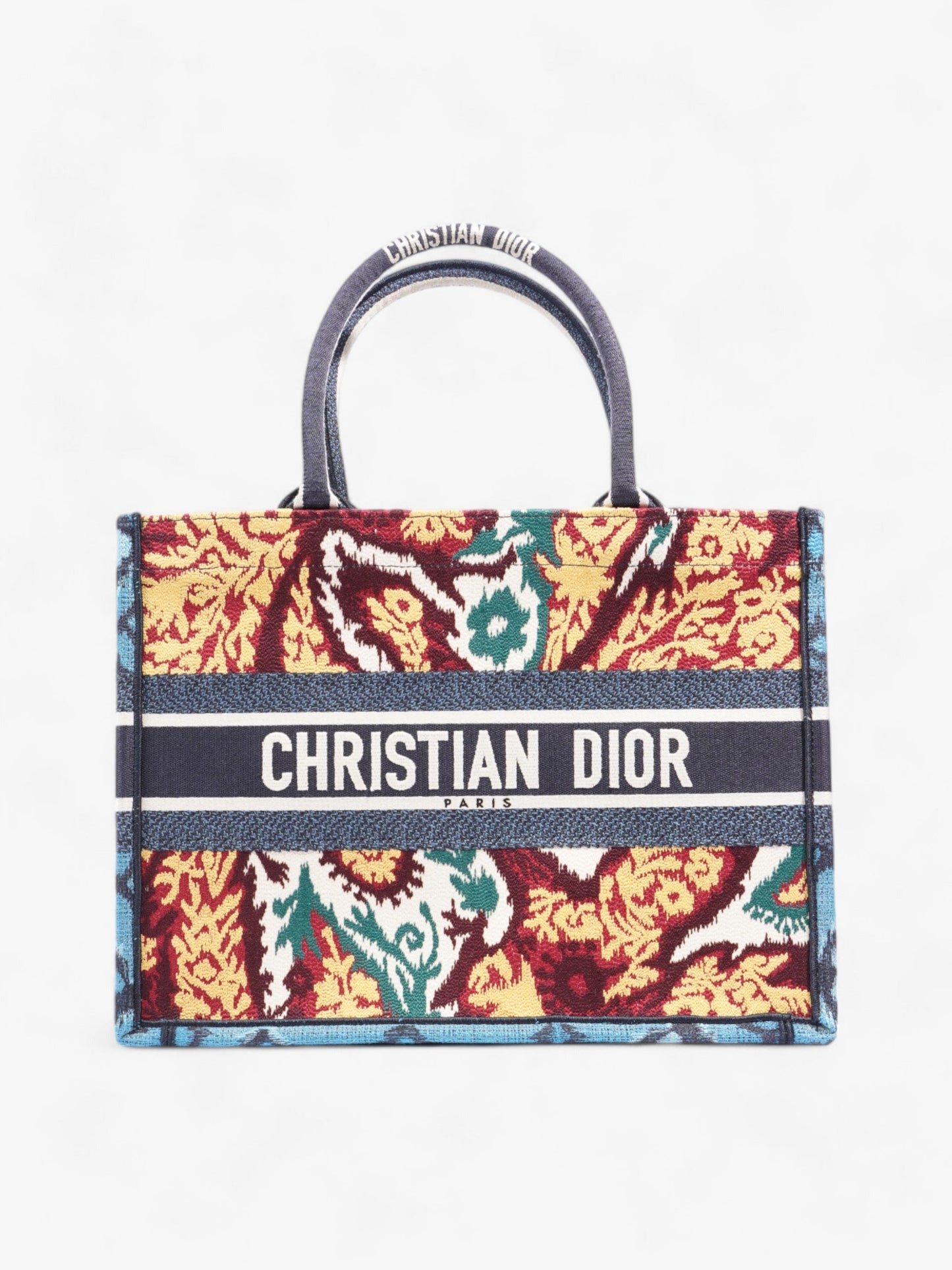 Dior Christian Book Tote Paisley Multicolour Canvas Blue Medium Tote Bag