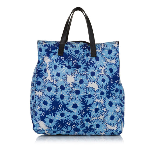 Prada Tessuto Stampato Tote Bag Blue Tote Bag 10