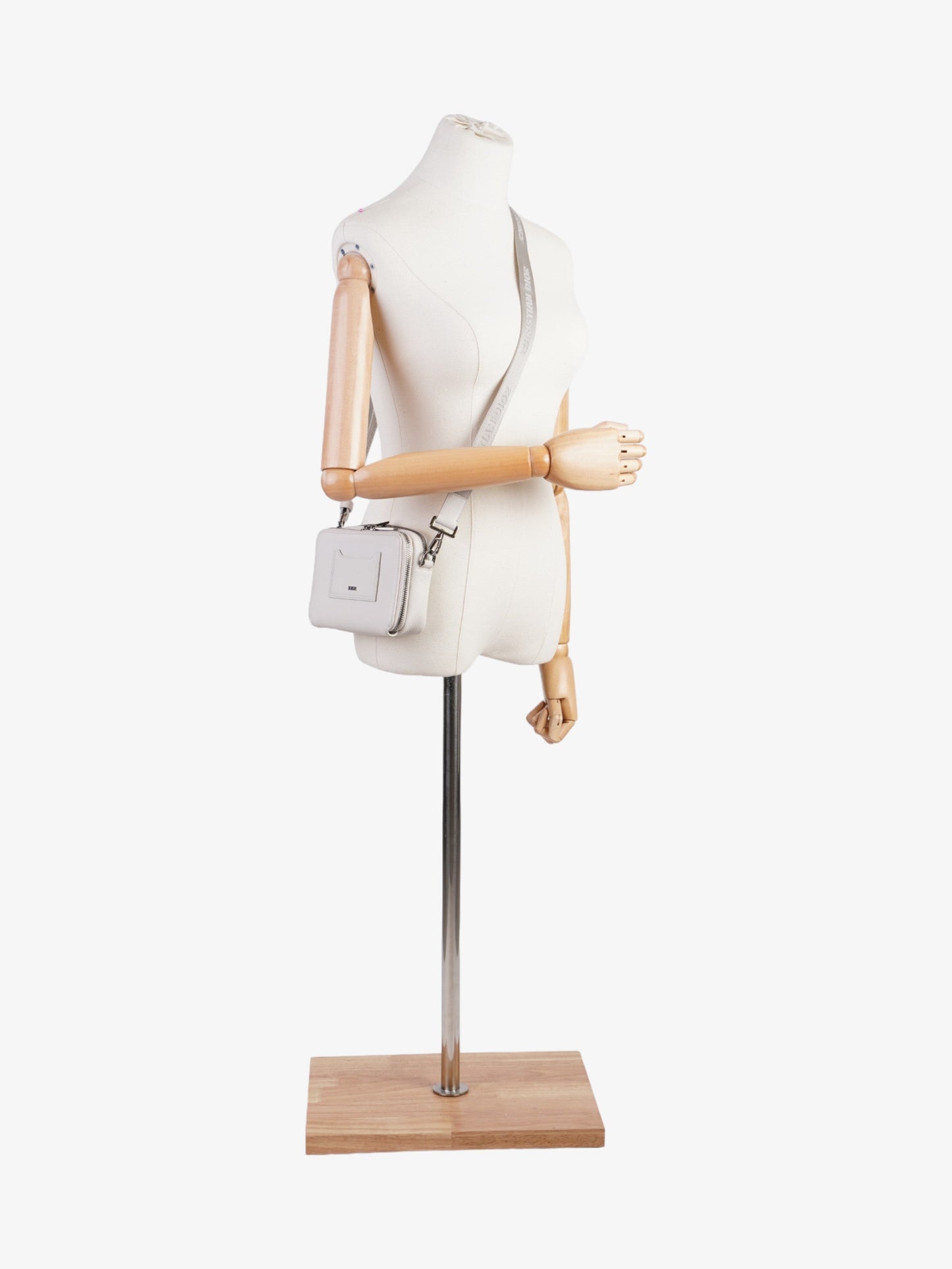 Dior Christian Double Zipped Messenger Leather Cream Crossbody Bag