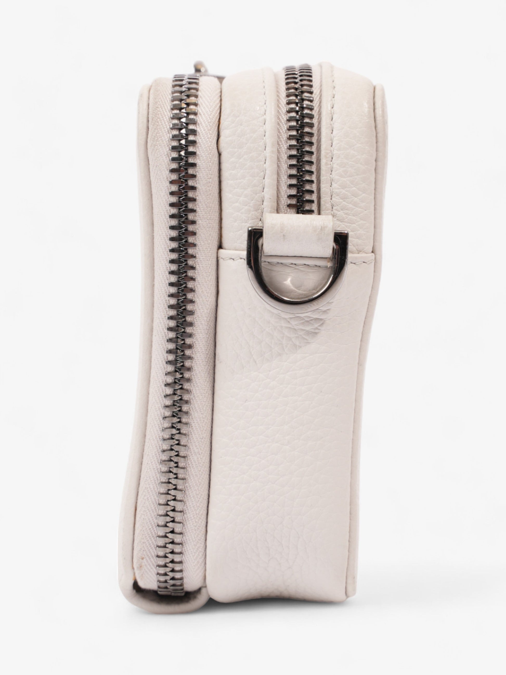 Dior Christian Double Zipped Messenger Leather Cream Crossbody Bag