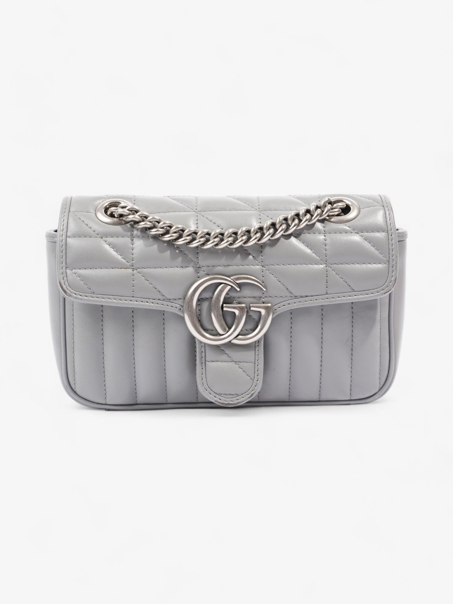 Gucci Marmont Flap Grey Crossbody Bag Leather Matelasse