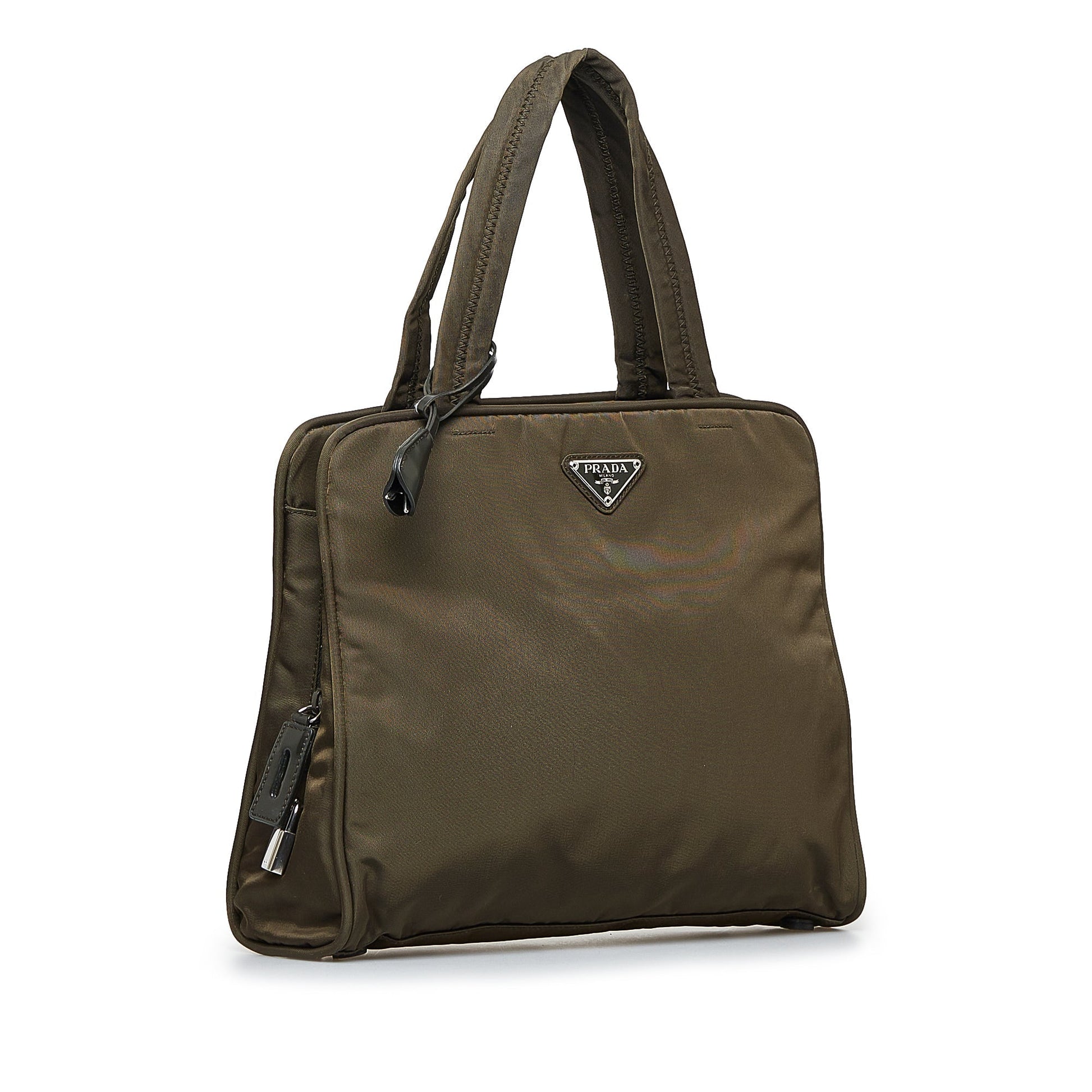 Prada Tessuto Handbag Nylon Green Travel Bag