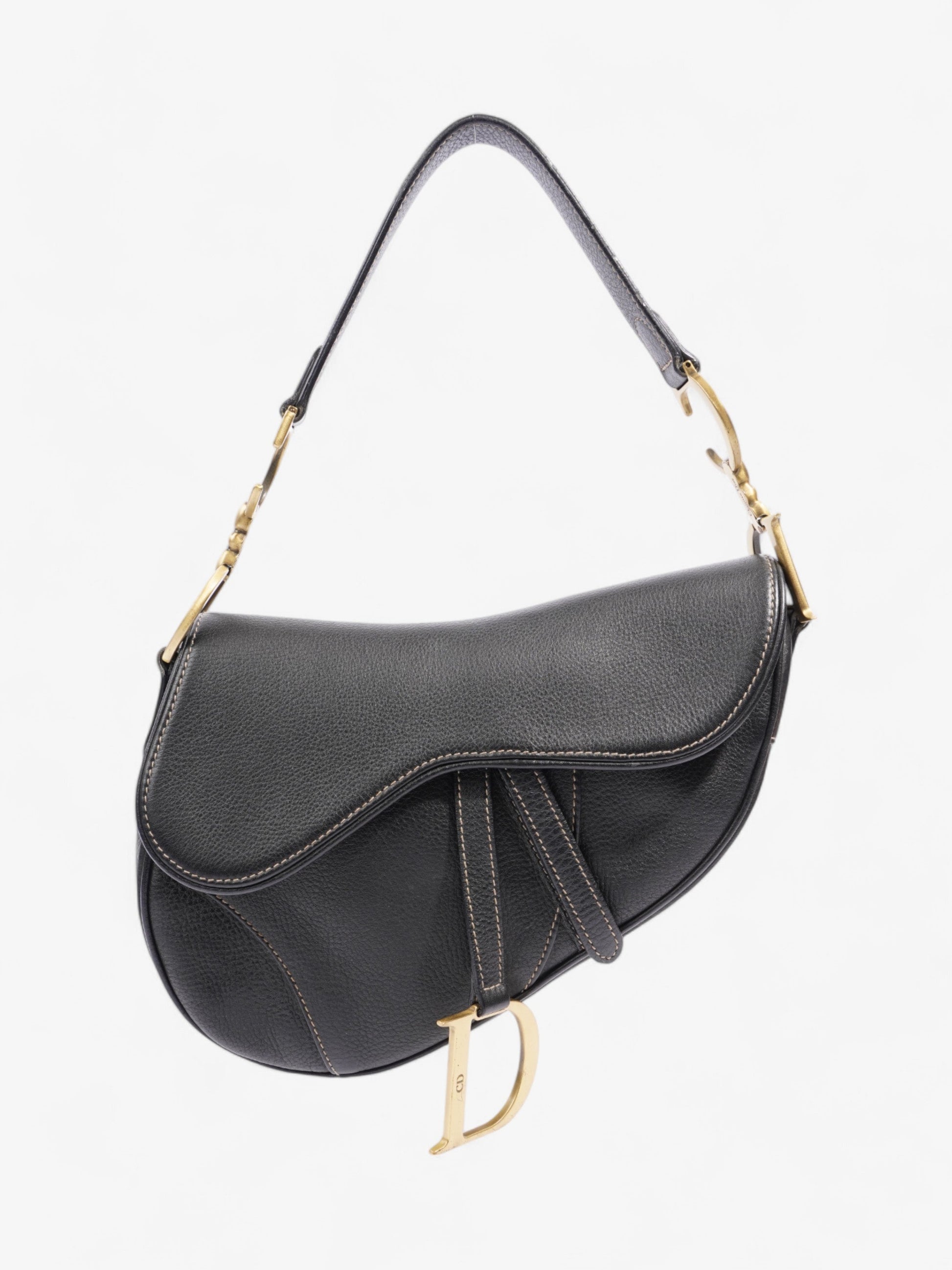 Dior Christian Saddle Bag Calfskin Leather Black Shoulder Bag Calfskin Leather 1
