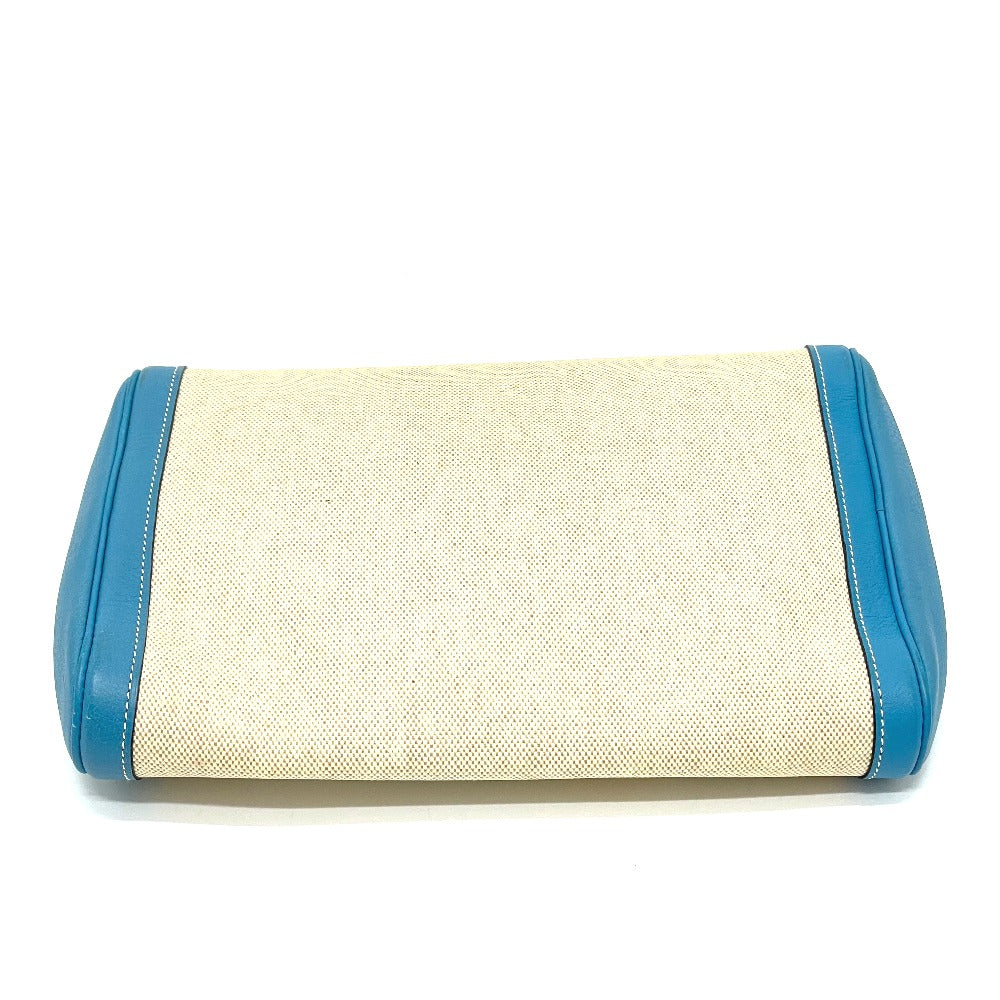 Hermes Clutch Bag Toile Ash Taurillon Clemence Equi Pouch Blue