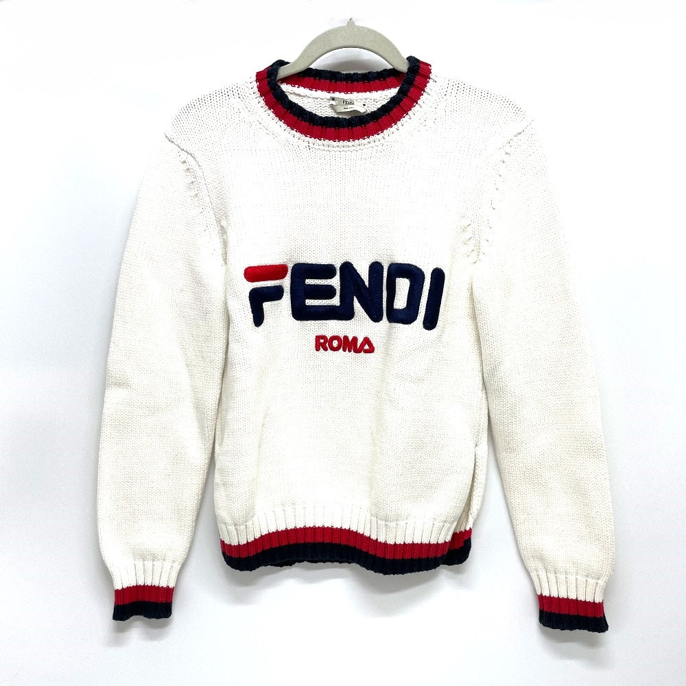 Fendi Knit Cotton Pullover Knit Women Handbag White Logo Travel Bag