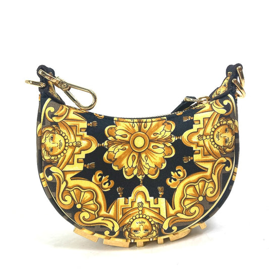Fendi Handbag 7As089 Nano graphy Fendace Fendace Women Leather Nylon Yellow Travel Bag