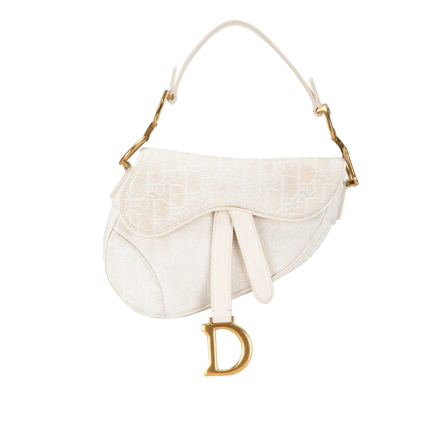 Dior Handbag Oblique Saddle Bag Satchel Canvas White Mini Satchel Bag