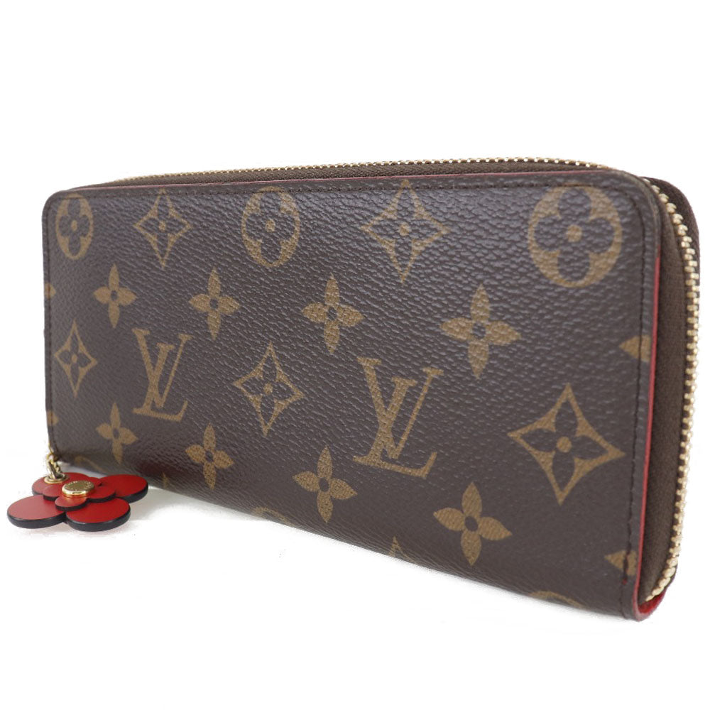 Louis Vuitton Long Purse M62940 Flower charm Monogram Canvas Brown Wallet Case
