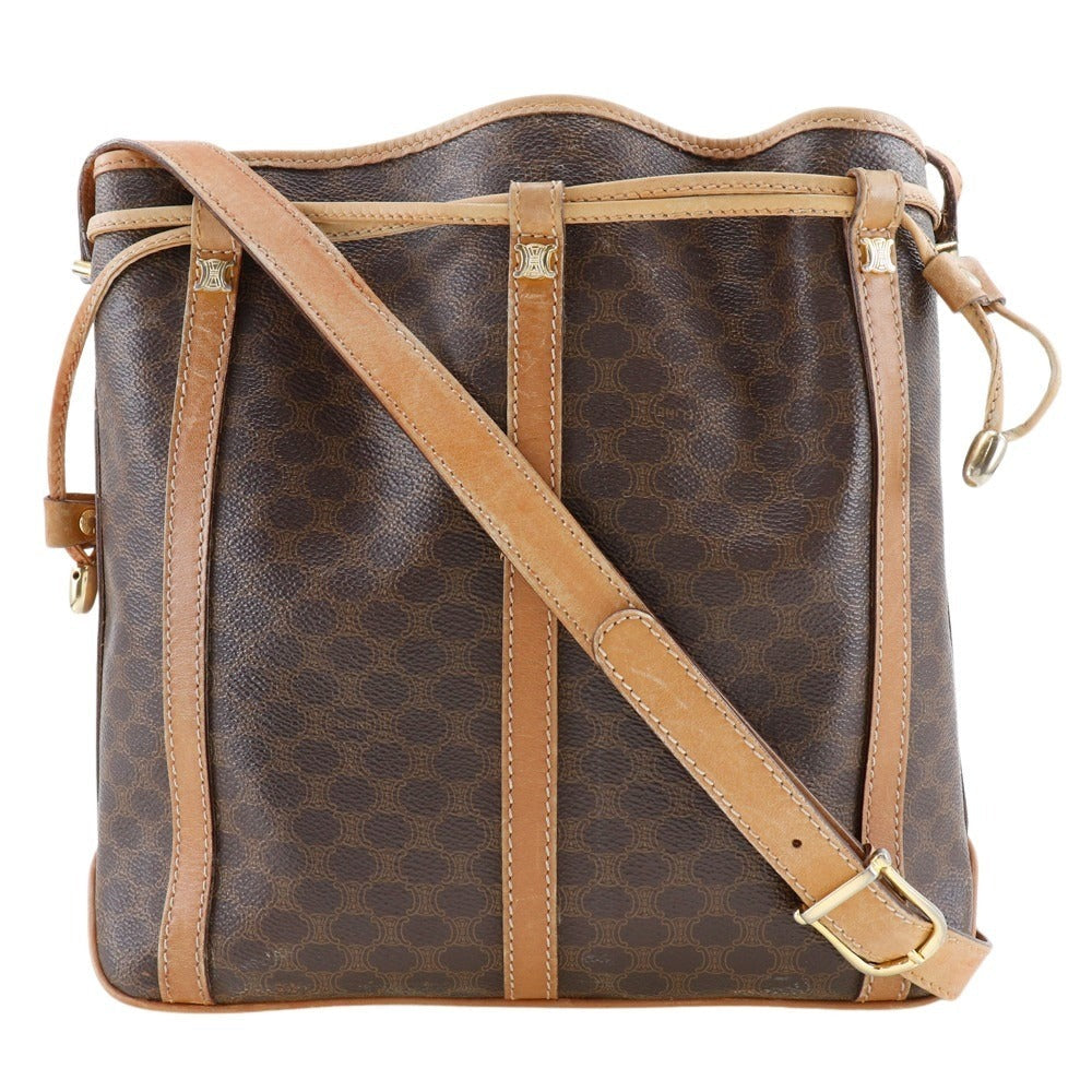 Celine Shoulder Bag Pvc Old Macadam Purse Women Brown