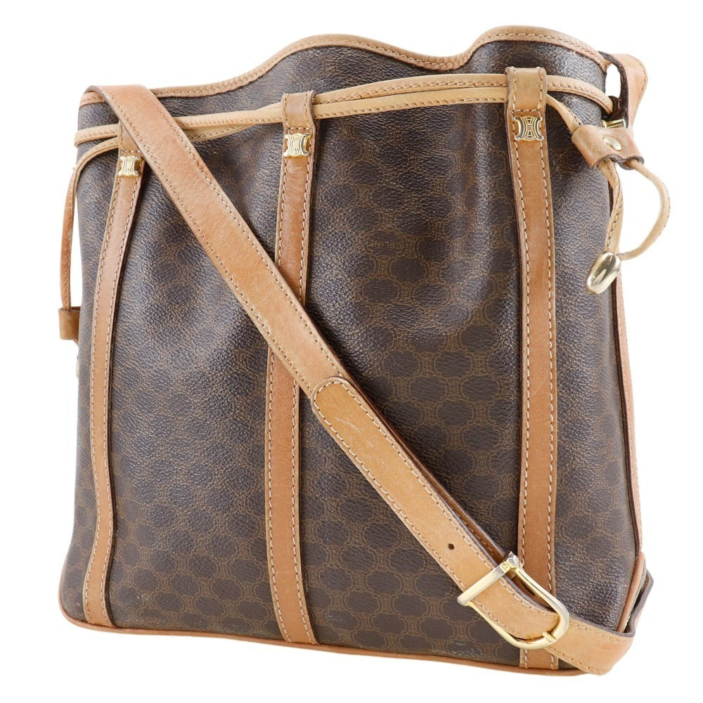 Celine Shoulder Bag Pvc Old Macadam Purse Women Brown