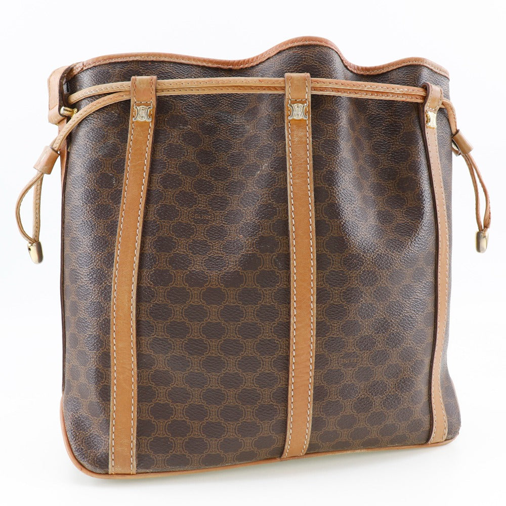 Celine Shoulder Bag Pvc Old Macadam Purse Women Brown