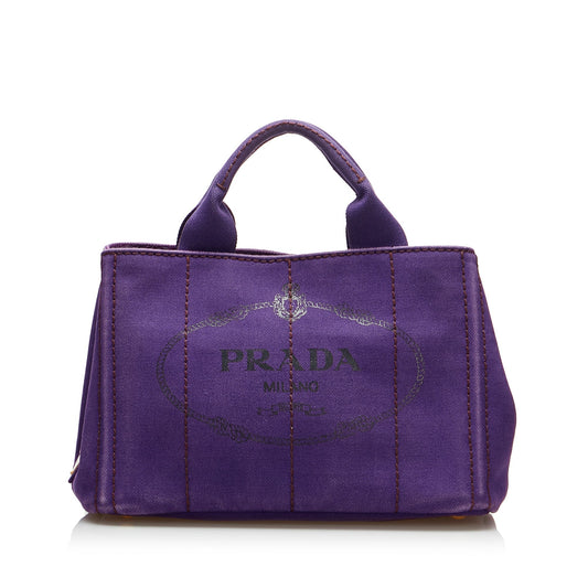 Prada Canapa Handbag Canvas Purple Small Travel Bag