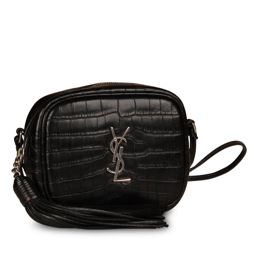 YSL Saint Laurent Lou Camera Bag Croc Small Embossed Crossbody Bag