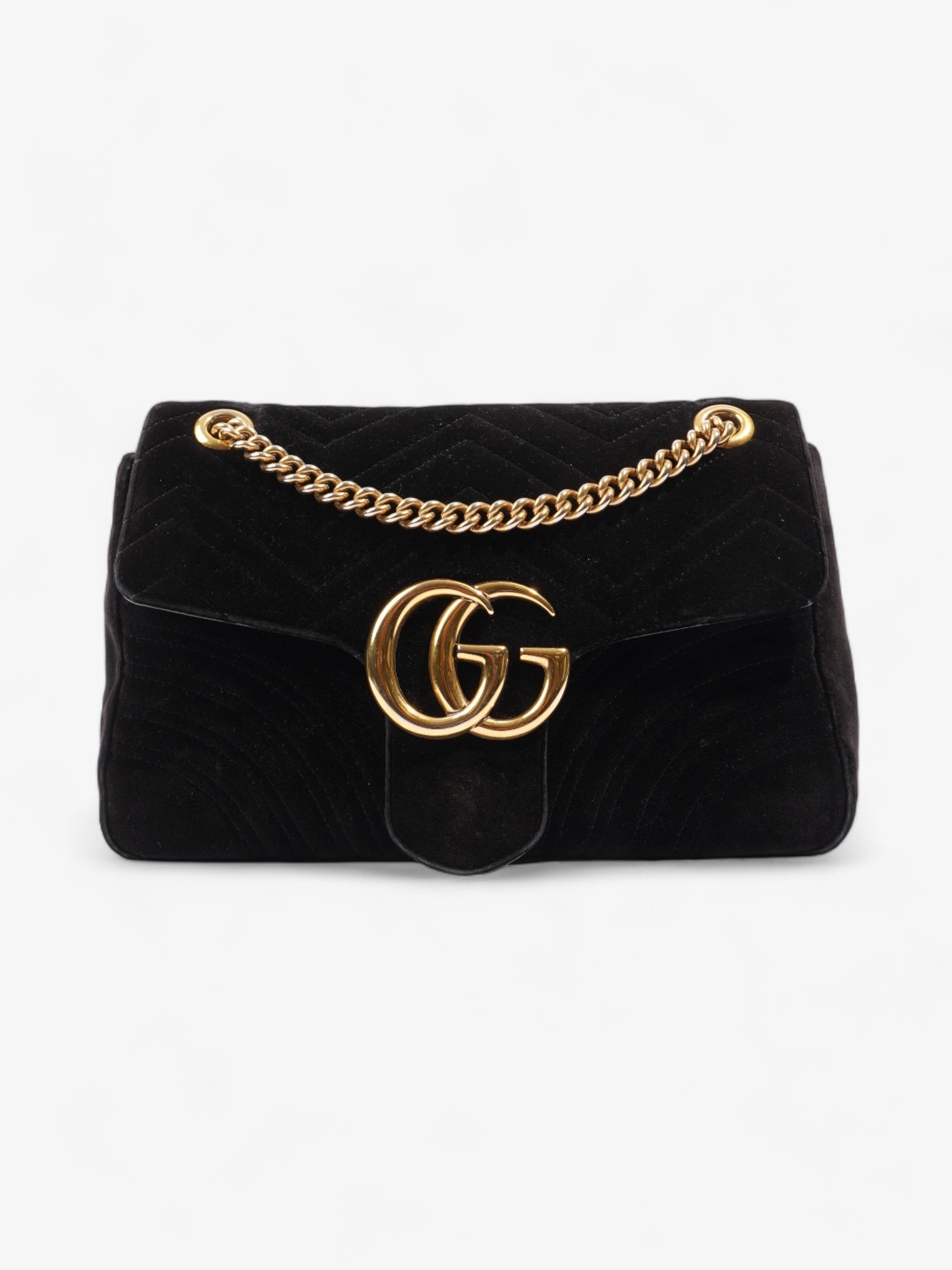Gucci Marmont Velvet Shoulder Bag Black Medium