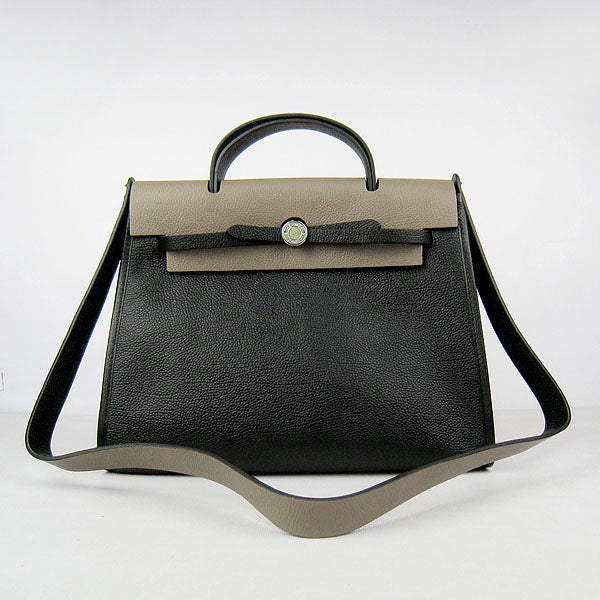 Hermes Luxury Herbag Way Cow Grey Leather Travel Bag