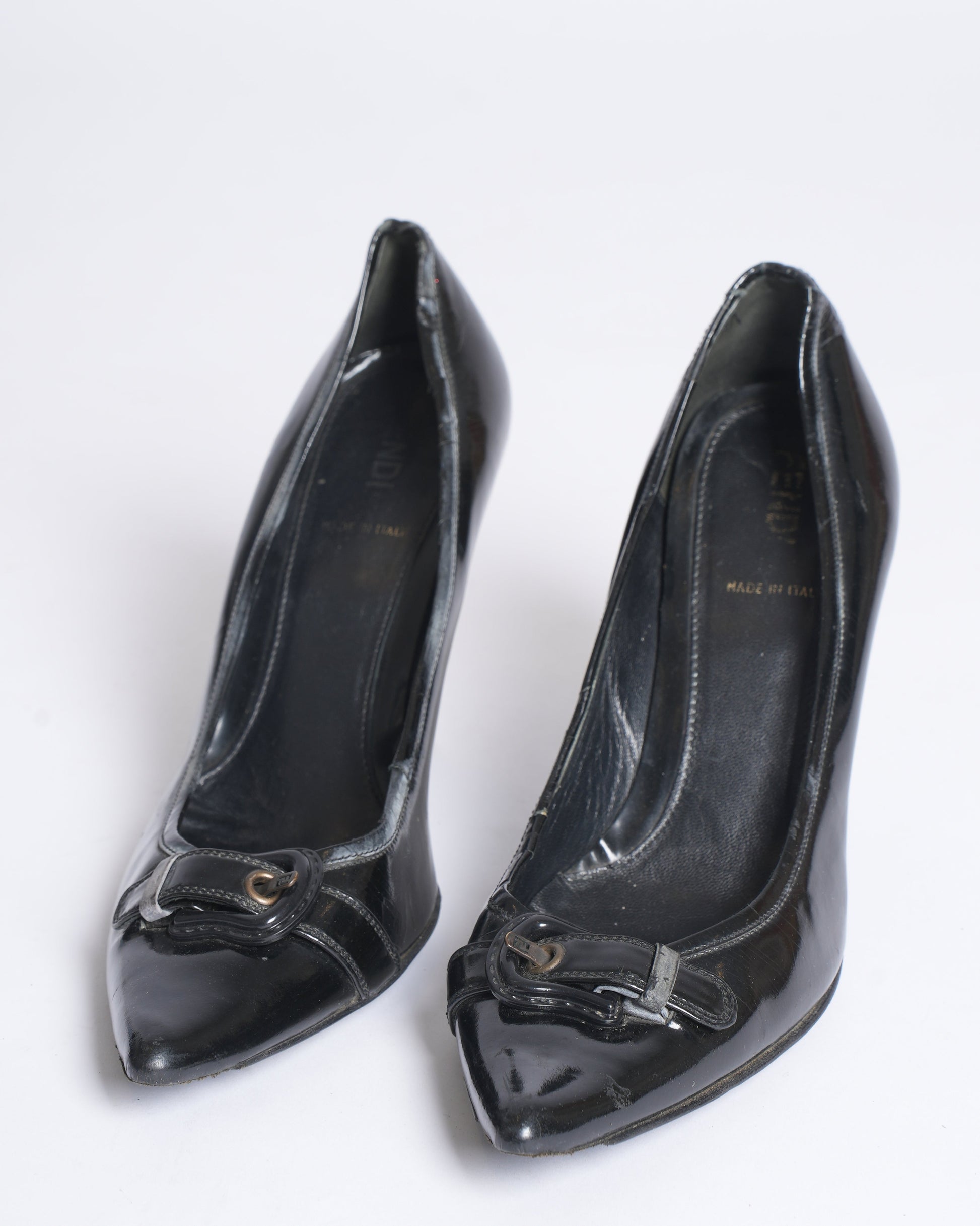 Fendi Shoe Decollete Vernice Heels Patent Black Shoes