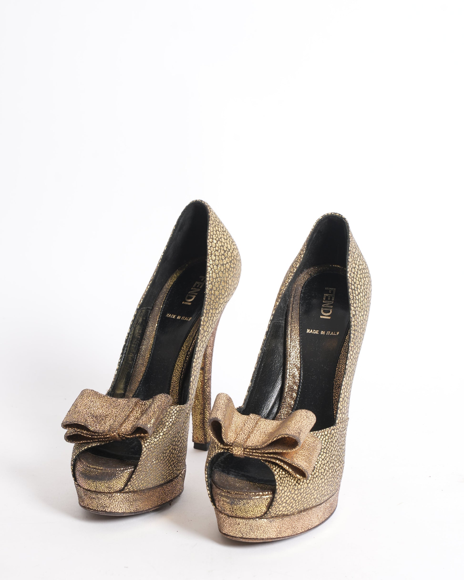 Fendi Shoe metallic golden platform pumps Shoes