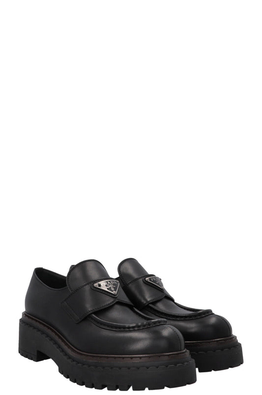 Prada Triangle Loafers 3 Black Logo Shoes