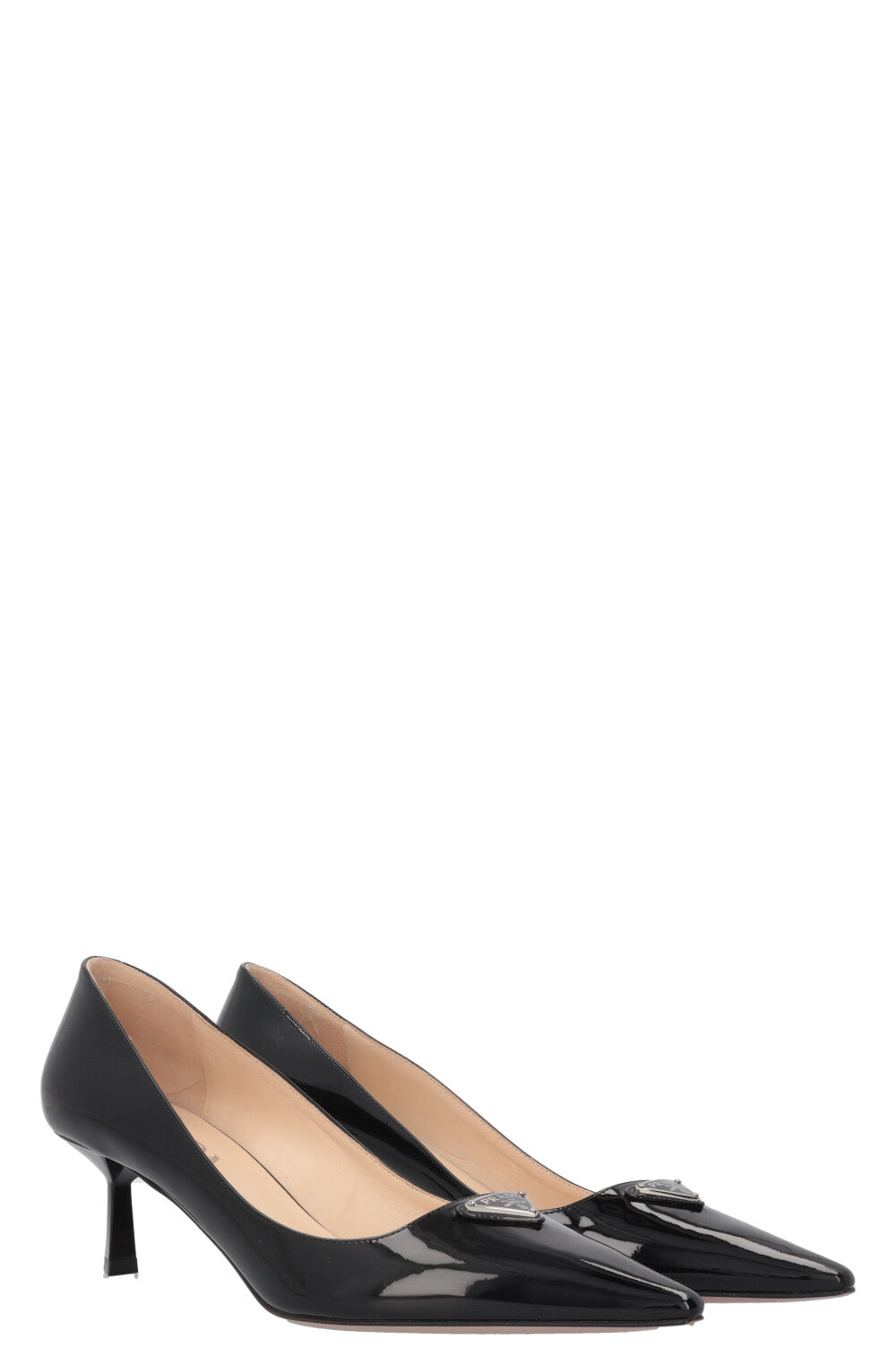 Prada Heels 3 Patent Black Logo Shoes