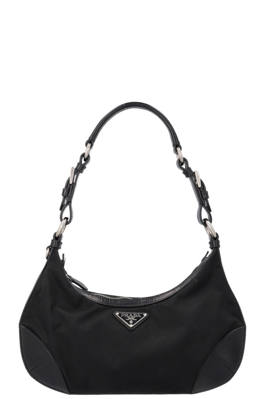 Prada Handbag Nylon Logo Bag Black