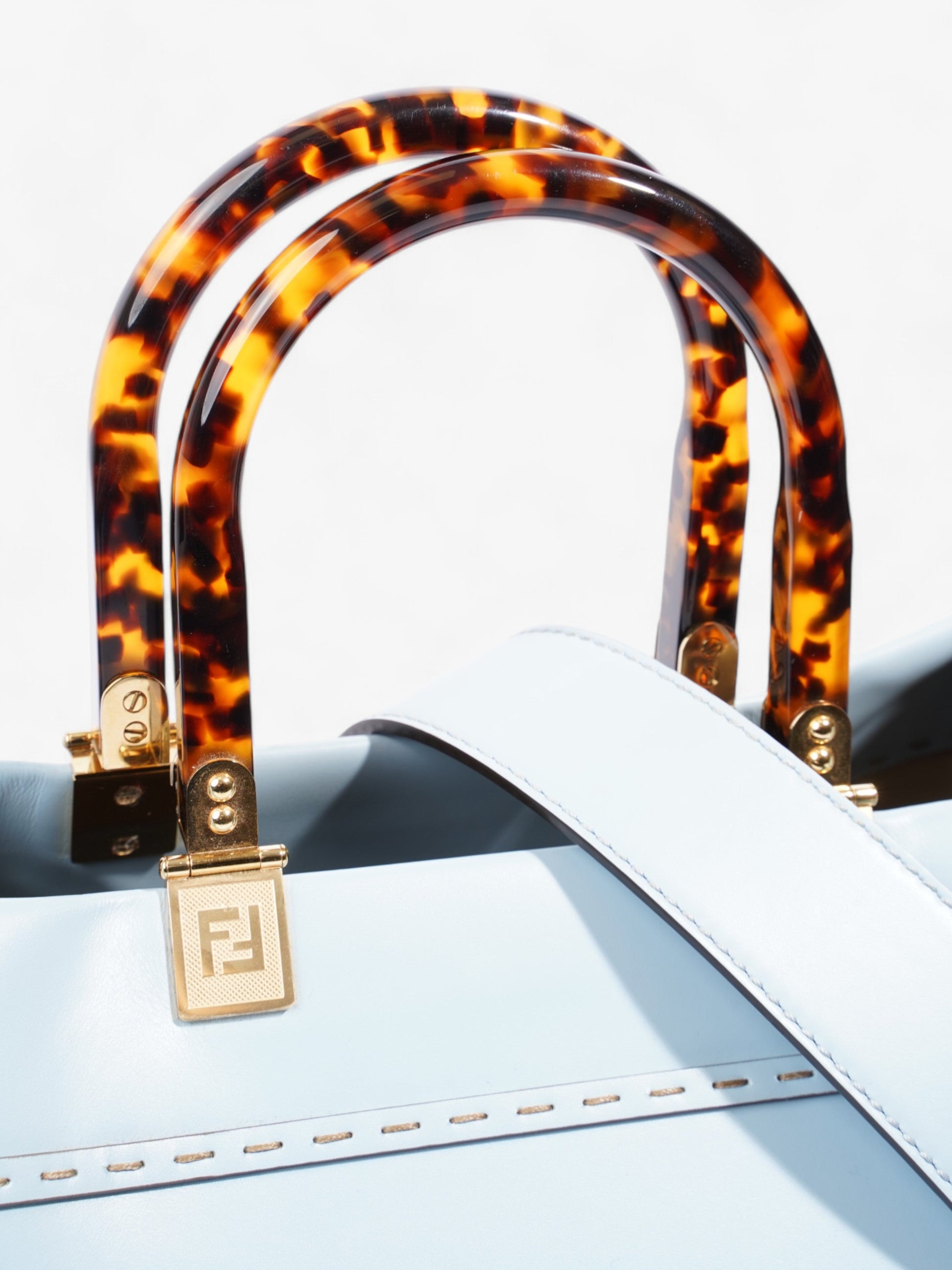 Fendi Sunshine Tote Bag Leather Blue Large