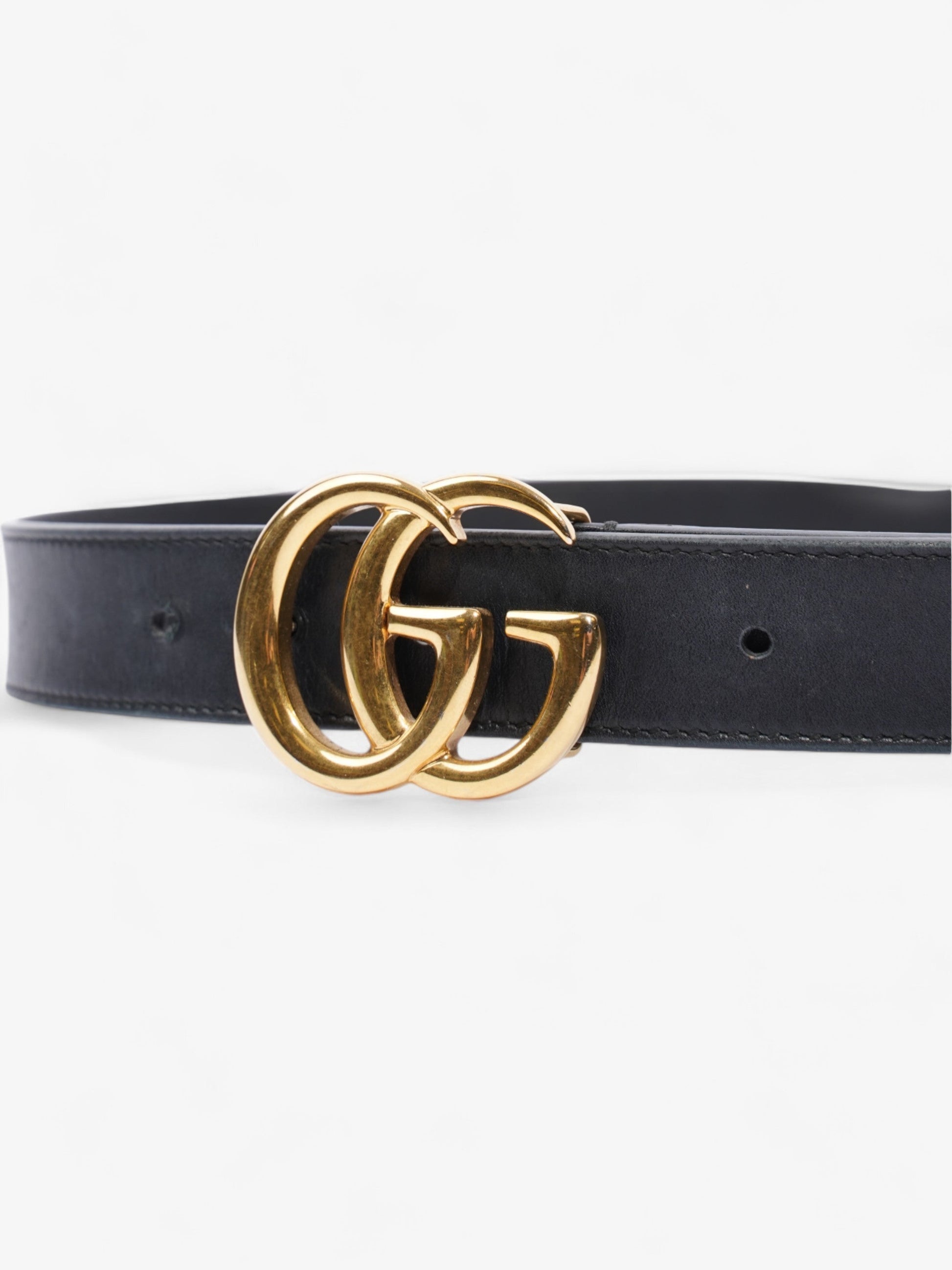 Gucci Marmont Belt Handbag Leather Black Accessory 70Cm 29
