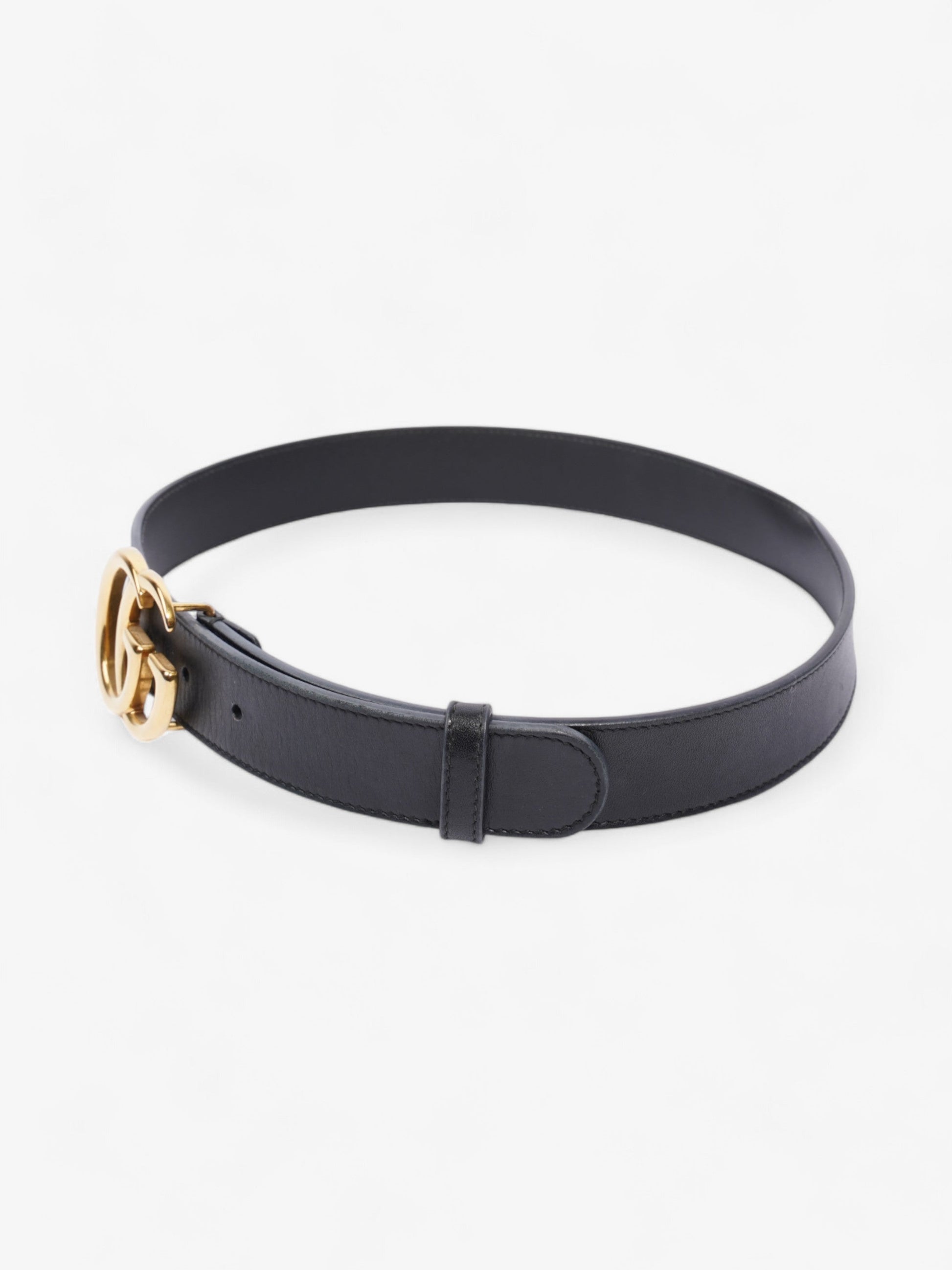 Gucci Marmont Belt Handbag Leather Black Accessory 70Cm 29