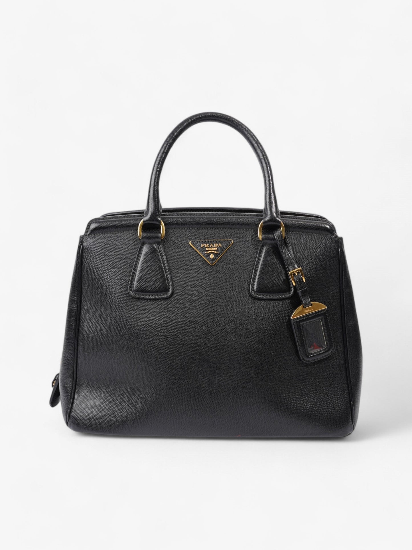 Prada Parabole Shopping Tote Leather Saffiano Black Tote Bag