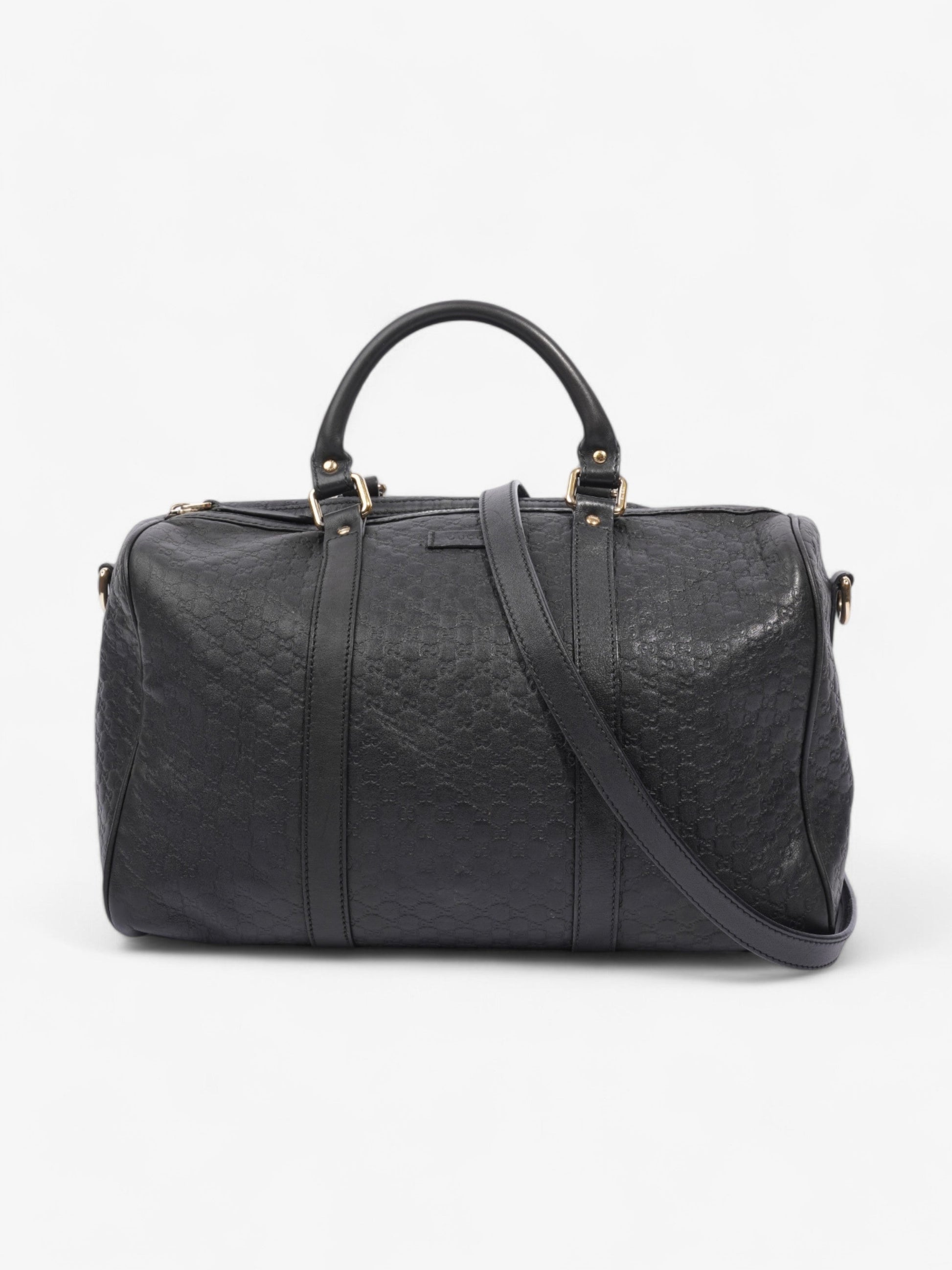 Gucci Boston Bag ssima Embossed Leather Black Shoulder Bag