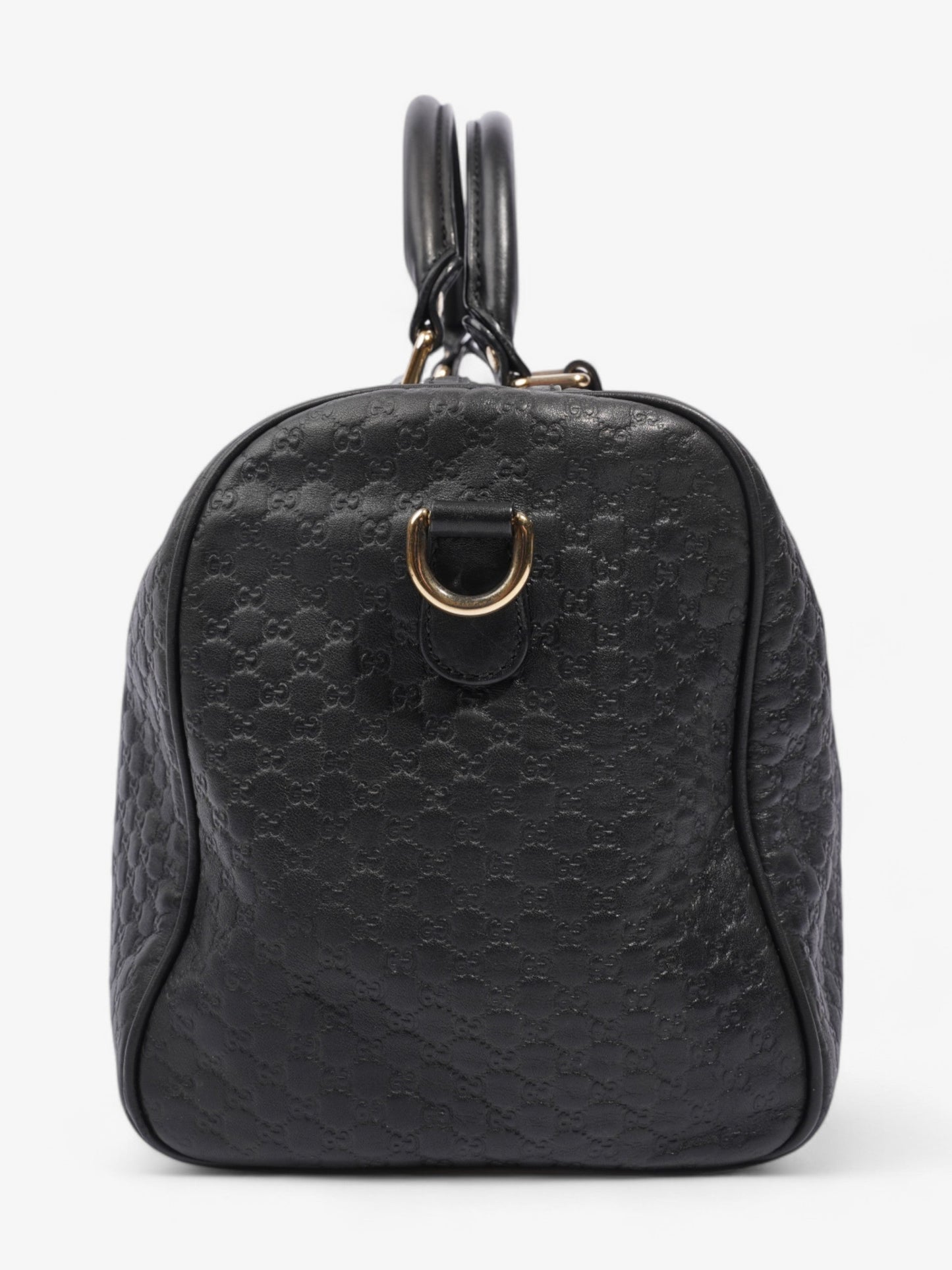 Gucci Boston Bag ssima Embossed Leather Black Shoulder Bag