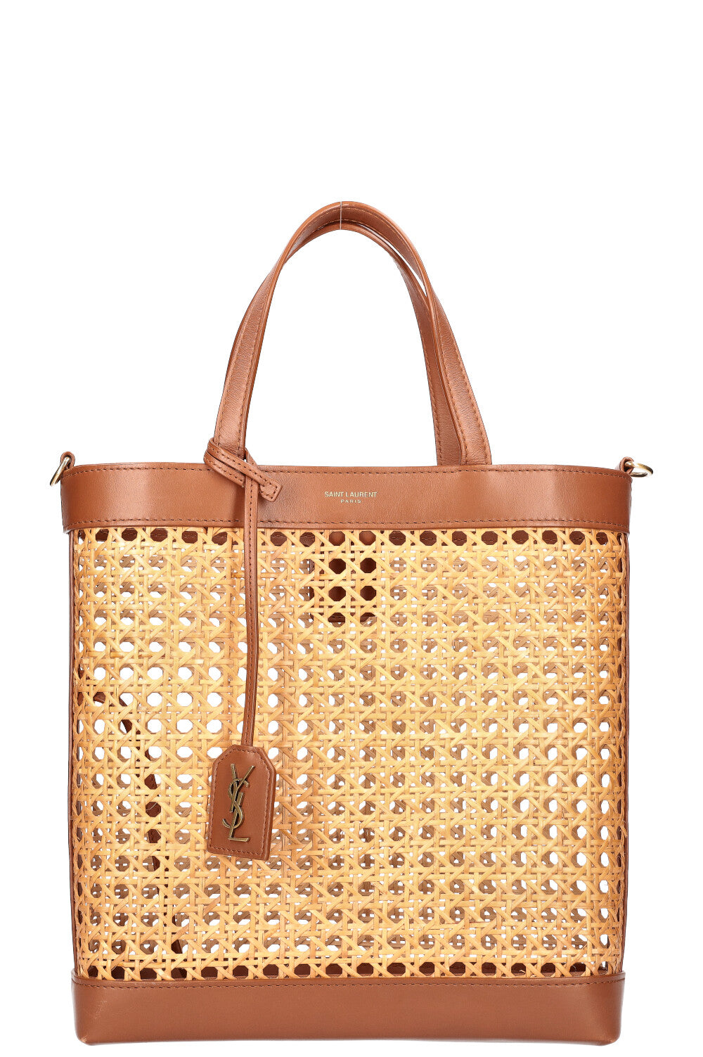 Straw North South Shopping Tote Bag Brown