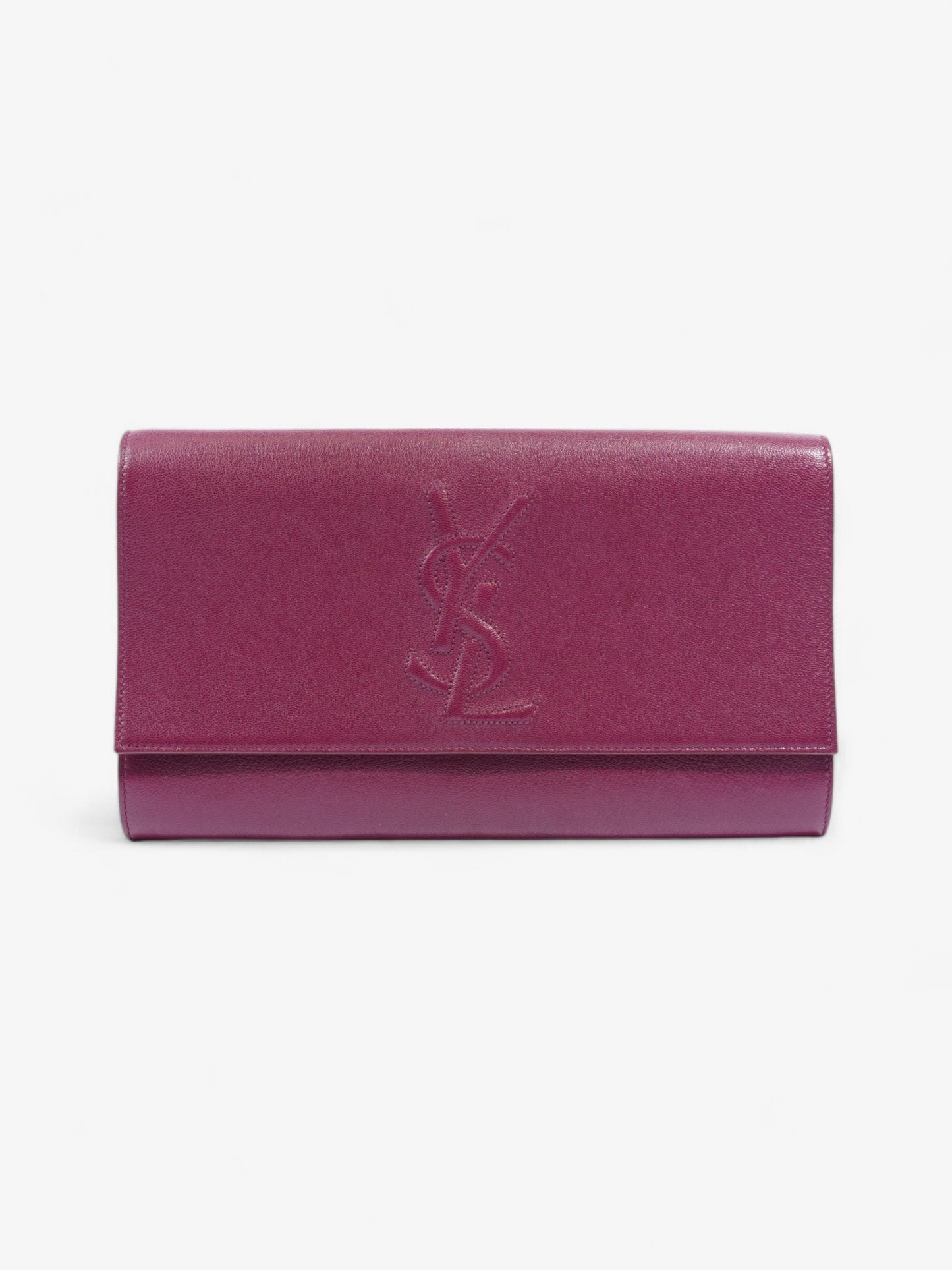YSL Saint Laurent Belle De Jour Clutch Bag Leather Purple
