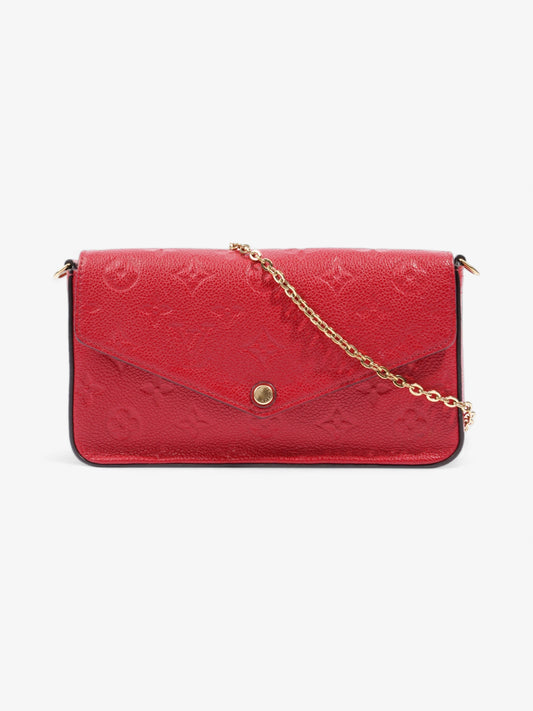Louis Vuitton Felicie Pochette Scarlet Monogram Leather Calfskin Red Clutch Bag