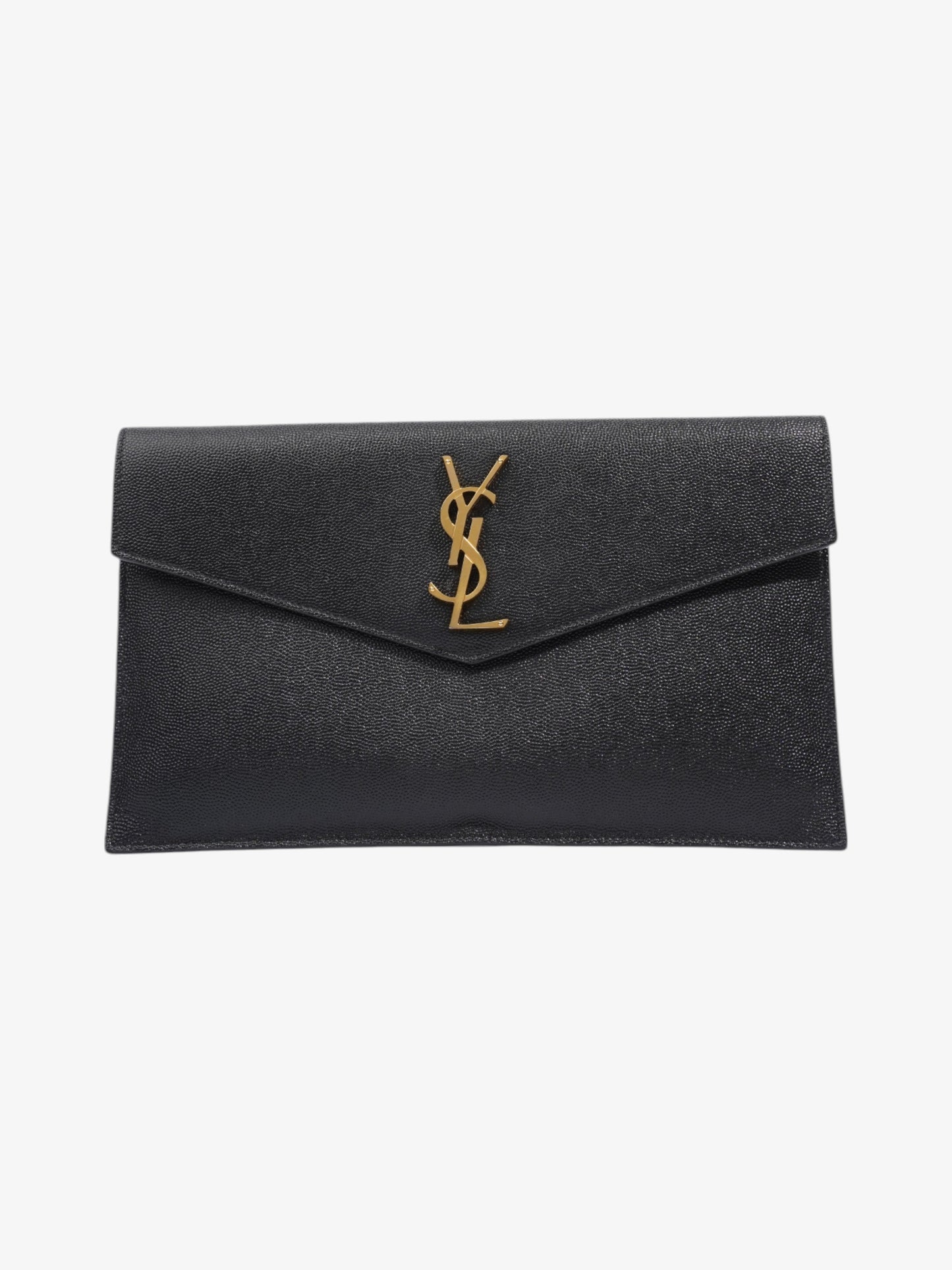 YSL Saint Laurent Uptown Clutch Grained Leather Black Clutch Bag
