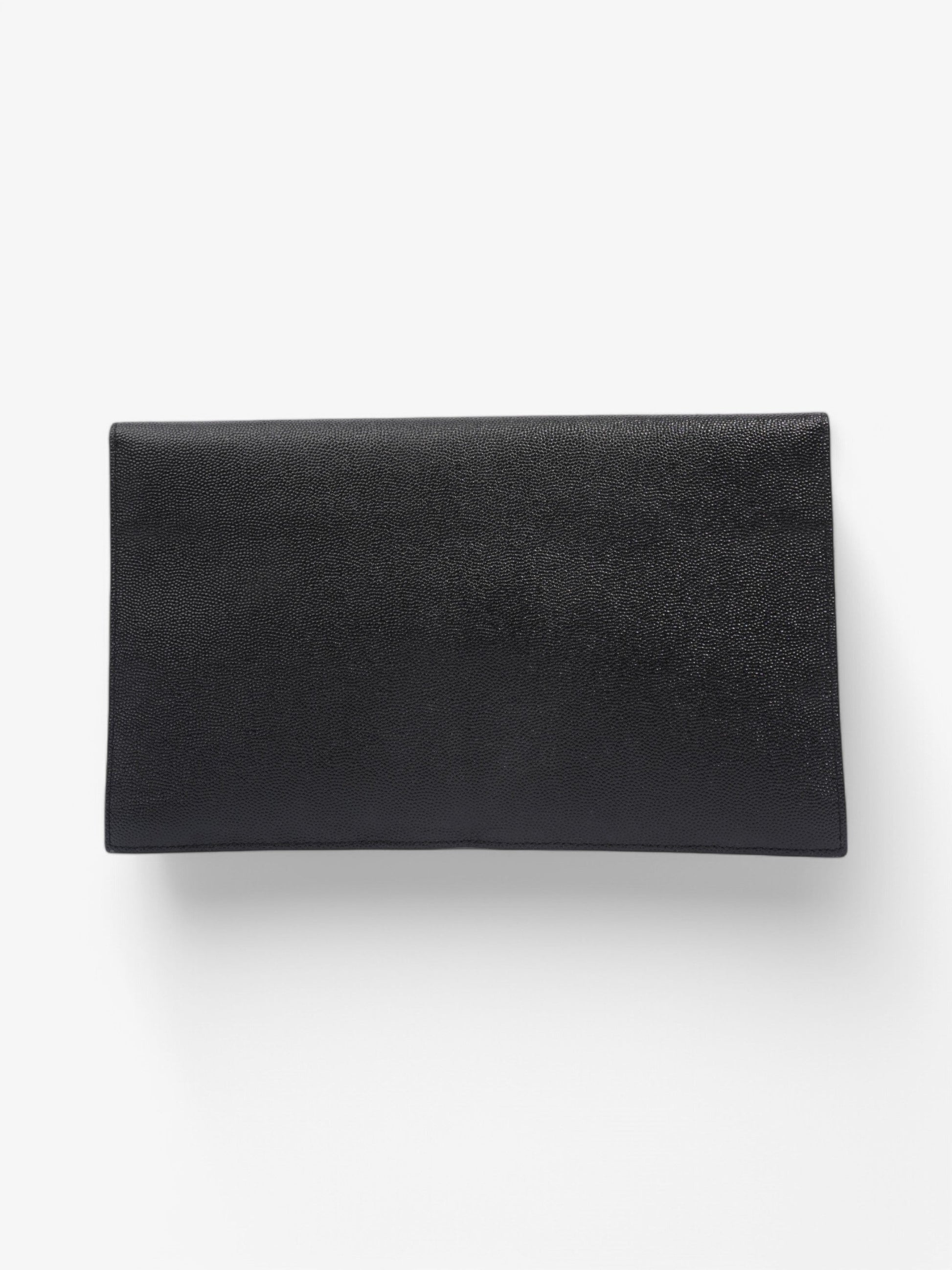 YSL Saint Laurent Uptown Clutch Grained Leather Black Clutch Bag
