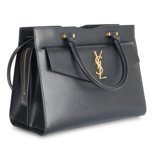 YSL Saint Laurent Uptown Tote Medium Tote Bag Tote Black Ghw