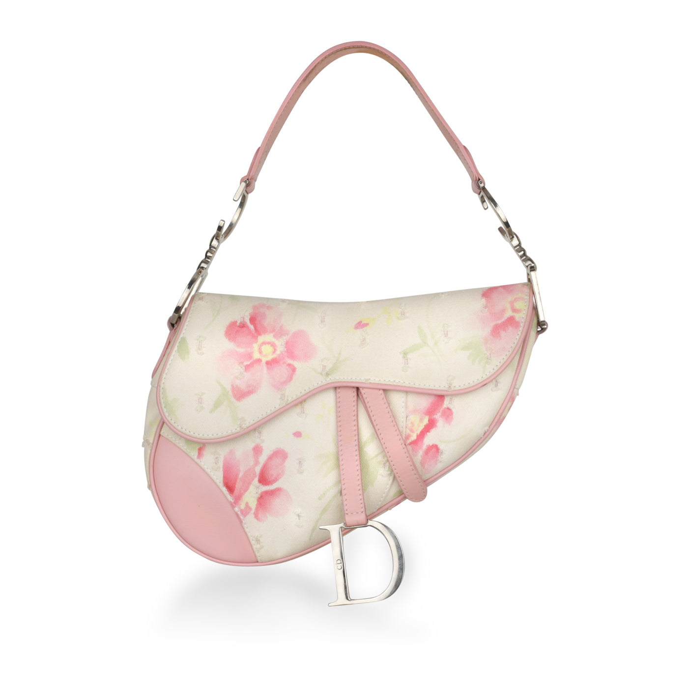 Dior Christian Saddle Bag Shoulder Bag Pink Floral Shw