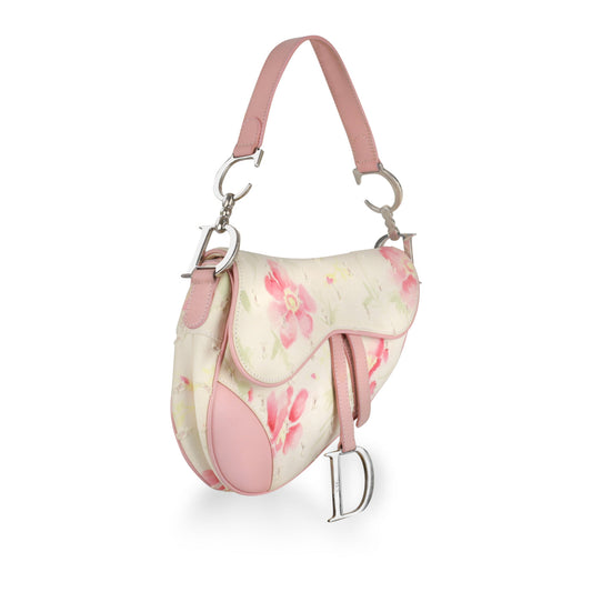 Dior Christian Saddle Bag Shoulder Bag Pink Floral Shw
