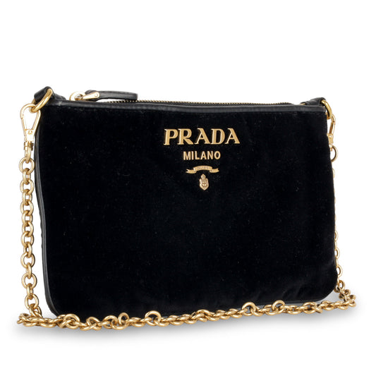 Prada Velvet Pouch Shoulder Bag Zip