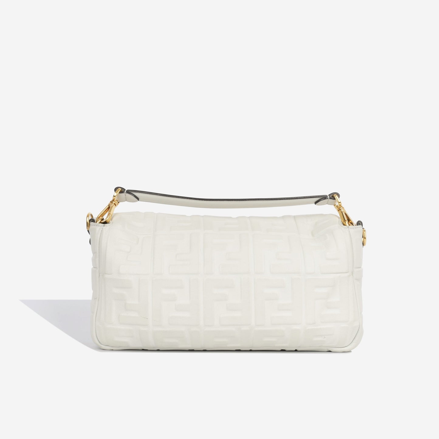 Fendi Baguette Bag Large Shoulder Bag White Leather Ghw