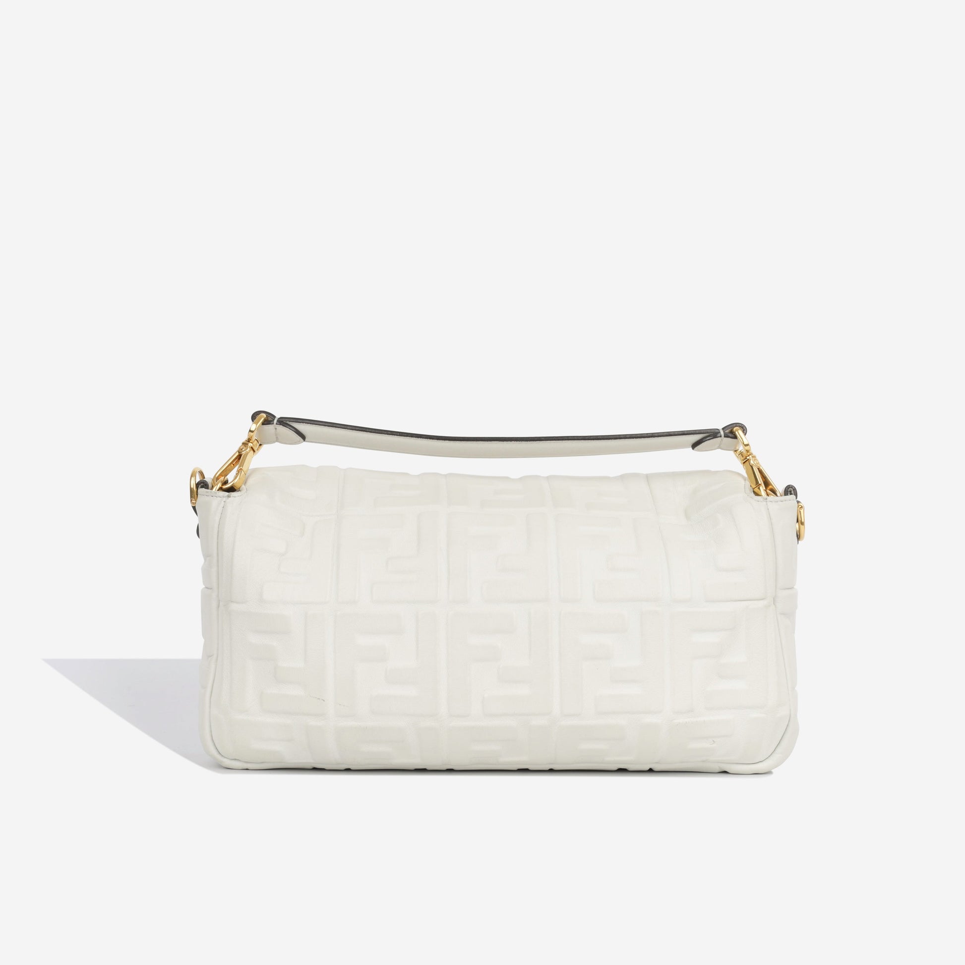 Fendi Baguette Bag Large Shoulder Bag White Leather Ghw