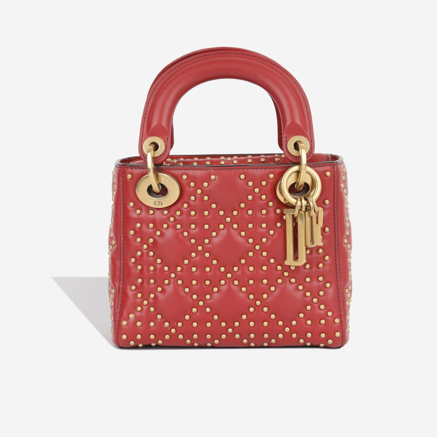 Dior Christian Lady Crossbody Bag Mini Mini Red Studded