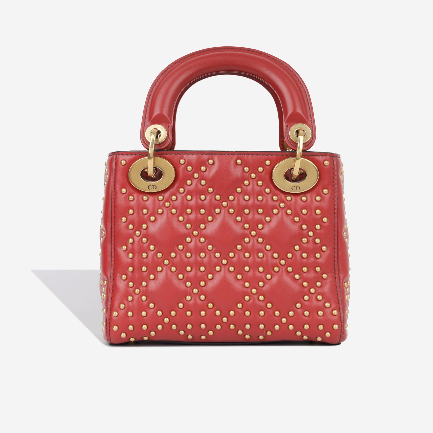 Dior Christian Lady Crossbody Bag Mini Mini Red Studded