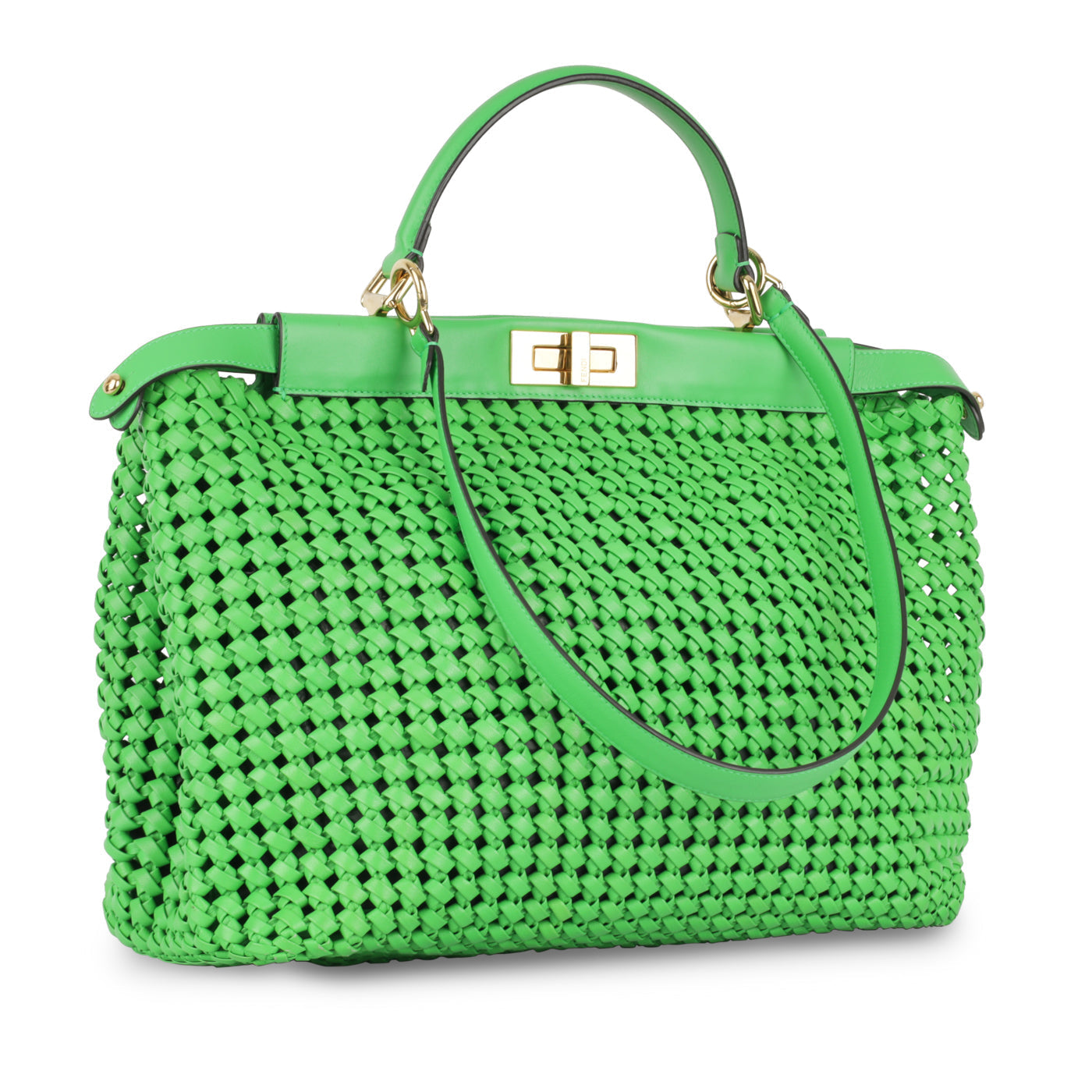 Fendi Peekaboo Tote Bag Large Green Woven Cghw